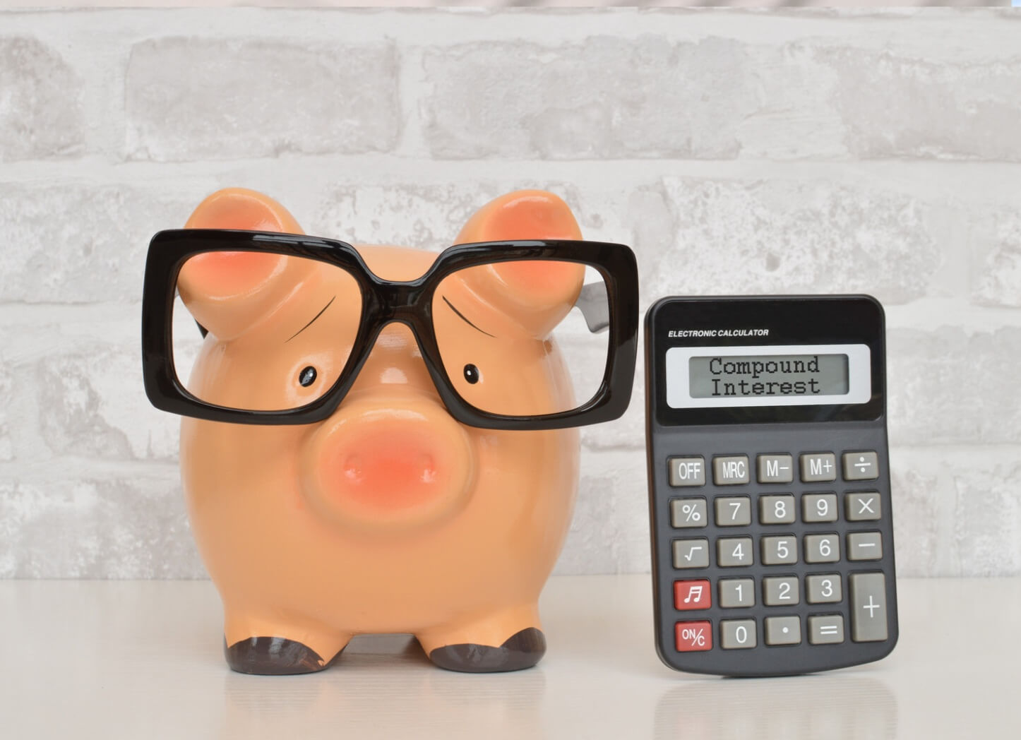 Visual of a compound interest calculator showing future savings growth over time