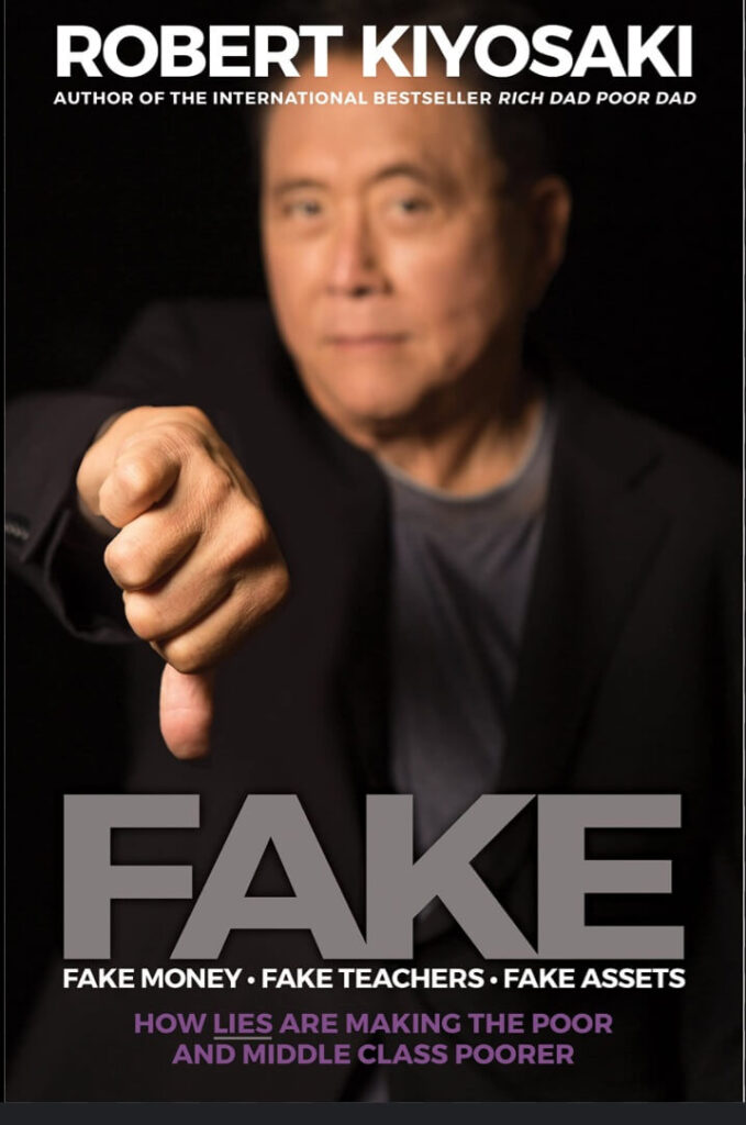 Book cover of Fake by Robert Kiyosaki highlighting financial deception